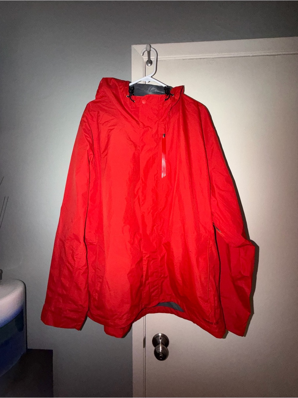 NWT! Lands' End Bright Red Hooded Shell Waterproof Jacket